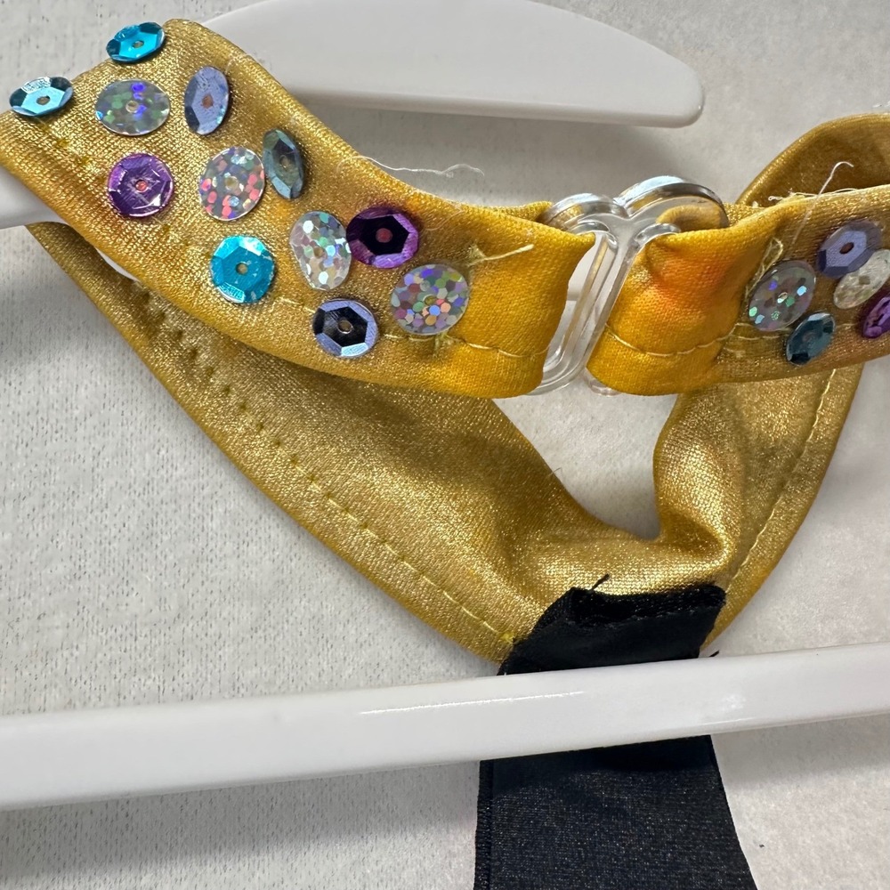 Glamour Costumes Dance Leotard Kids LC Colorful Sequin Fringe Halter T-Strap VTG - Picture 4 of 10